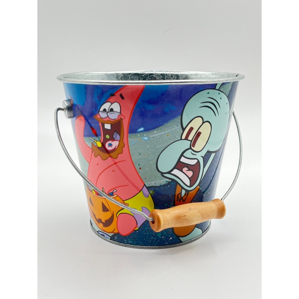 Vintage Nickelodeon SpongeBob‎ SquarePants Tin Pail Bucket w/ Handle 2004